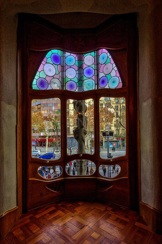 Architecture Art Print featuring the photograph Casa Batllo Window Barcelona Spain by Adam Rainoff