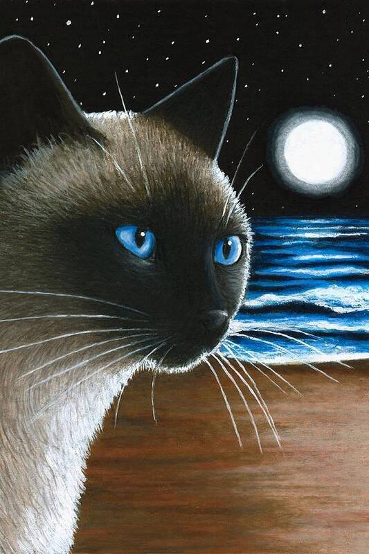 Cat Art Print featuring the painting Cat 396 Siamese by Lucie Dumas
