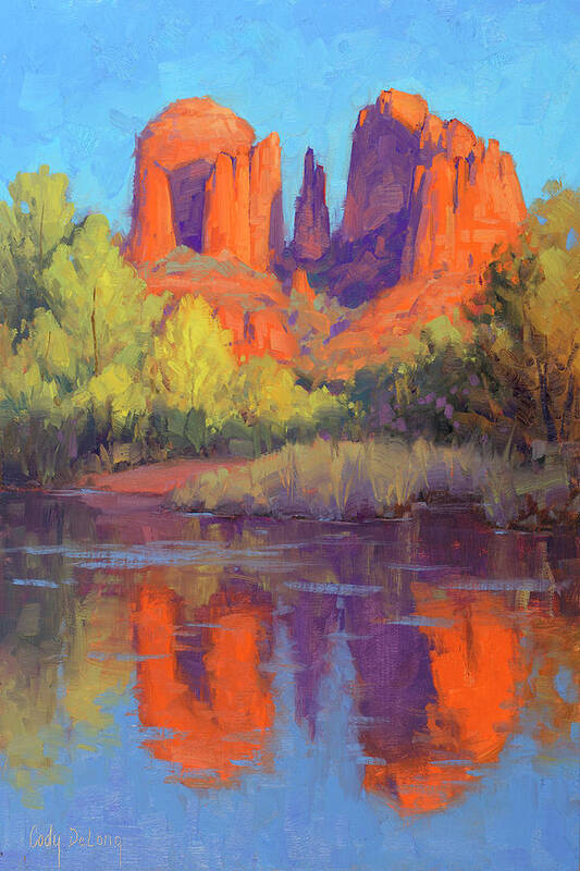 Cathedral Rock Art Print featuring the painting Cathedral Reflections by Cody DeLong