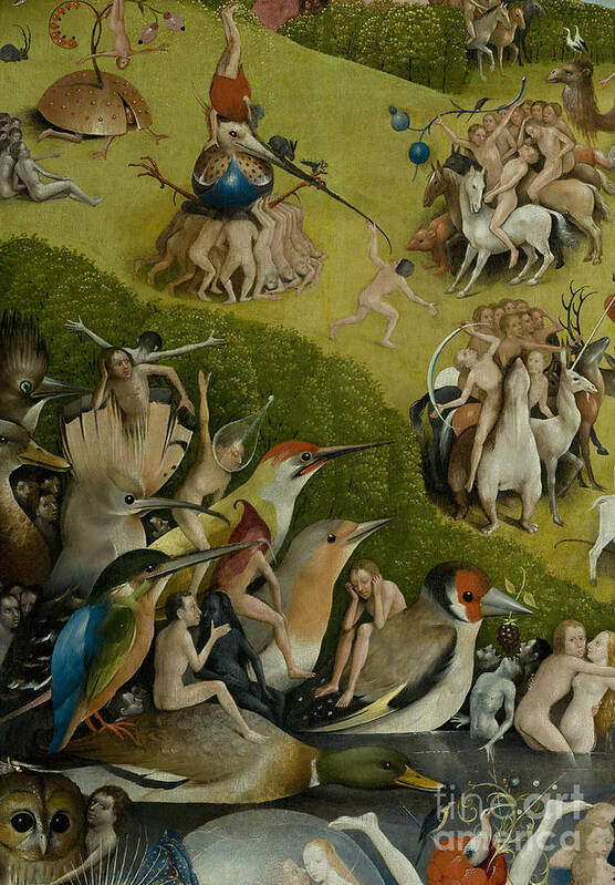 The Garden Of Earthly Delights Art Print featuring the painting Central panel from The Garden of Earthly Delights by Hieronymus Bosch