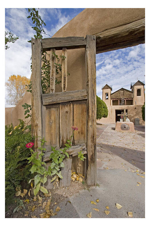 Church Art Print featuring the photograph Chimayo Gate by Judy Deist