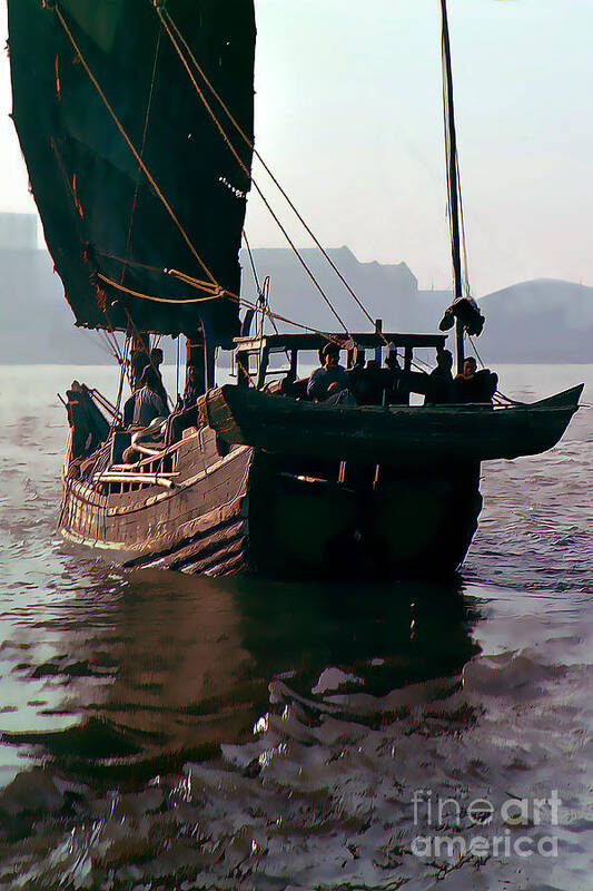 Tall Ship Art Print featuring the photograph Chinese Junk Afloat in Shanghai by Wernher Krutein