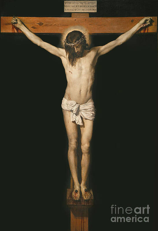 Son Of God Art Print featuring the painting Christ on the cross by Diego Velasquez