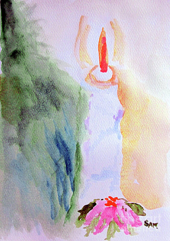 Christmas Art Print featuring the painting Christmas Candle 1 by Sandy McIntire