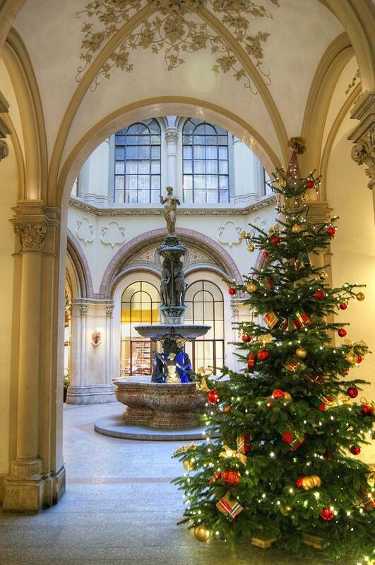 Ferstel Art Print featuring the photograph Christmas Tree in Ferstel Passage Vienna by David Birchall