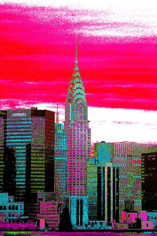 Black Art Print featuring the digital art Chrysler building by Habib Ayat