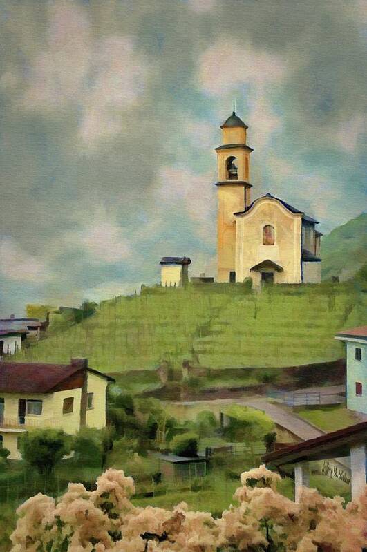 Hill Art Print featuring the painting Church on the Hill by Jeffrey Kolker