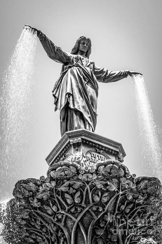 2012 Art Print featuring the photograph Cincinnati Tyler Davidson Fountain Black and White Picture by Paul Velgos