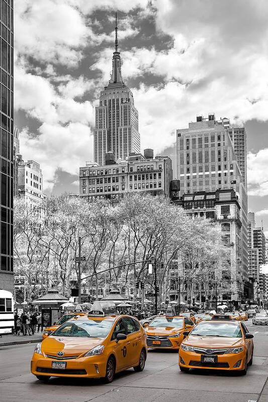 Empire State Building Art Print featuring the photograph City Of Cabs by Az Jackson