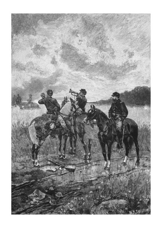 Civil War Art Print featuring the mixed media Civil War Soldiers On Horseback by War Is Hell Store