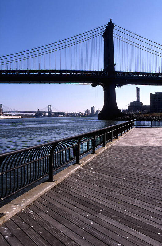 Landscape Manhattan Bridge New York City Art Print featuring the photograph Cnrg0402 by Henry Butz