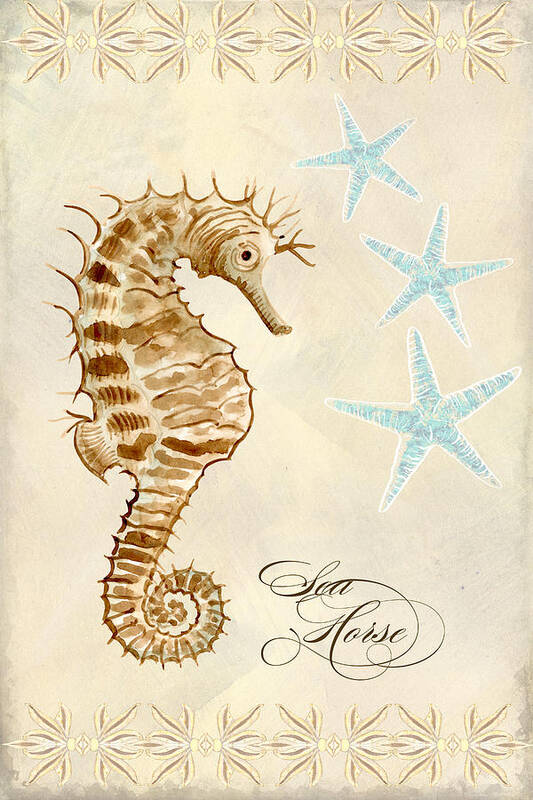 Watercolor Art Print featuring the painting Coastal Waterways - Seahorse Dance by Audrey Jeanne Roberts