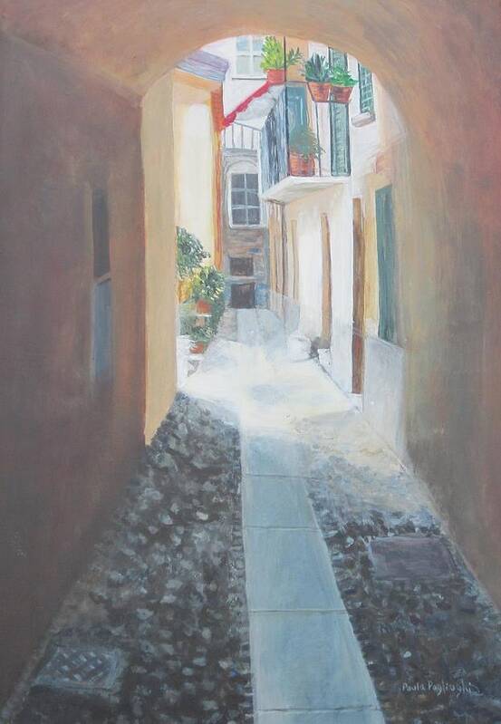 Italy Art Print featuring the painting Cobblestone Alley by Paula Pagliughi