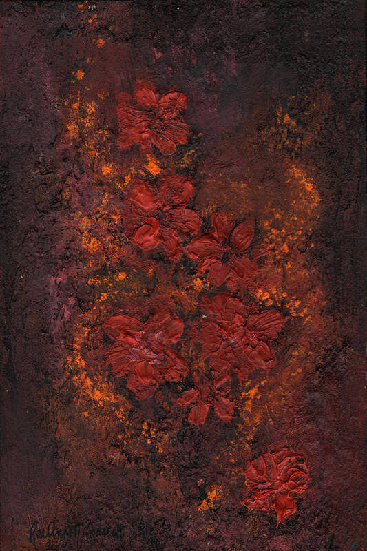 Flowers- Dark Colors- Red Flower Art- #artforflower Lovers - Impressionistic Art- #artbyraeannm.garrett - - Artistic- Love- Art Print featuring the painting Coffee Rose by Rae Ann M Garrett