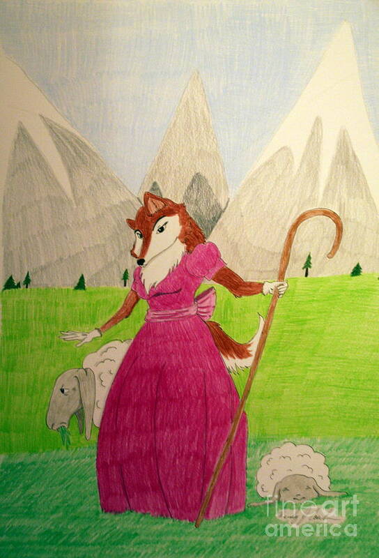 Collie Art Print featuring the drawing Collie Bo Peep by Wendy Coulson