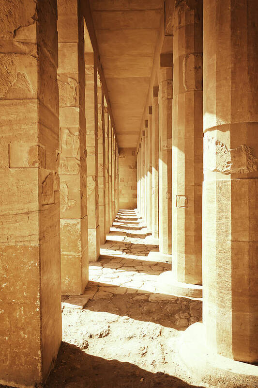 Ancient Art Print featuring the photograph Colonnade at the Temple of Queen Hatshepsut in Egypt by Jaroslav Frank