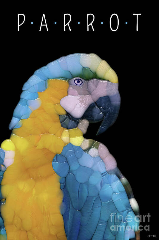Parrot Art Print featuring the digital art Colorful Glass Parrot by Phil Perkins