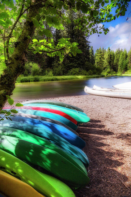 Boats Art Print featuring the photograph Colorful Kayaks by Cat Connor