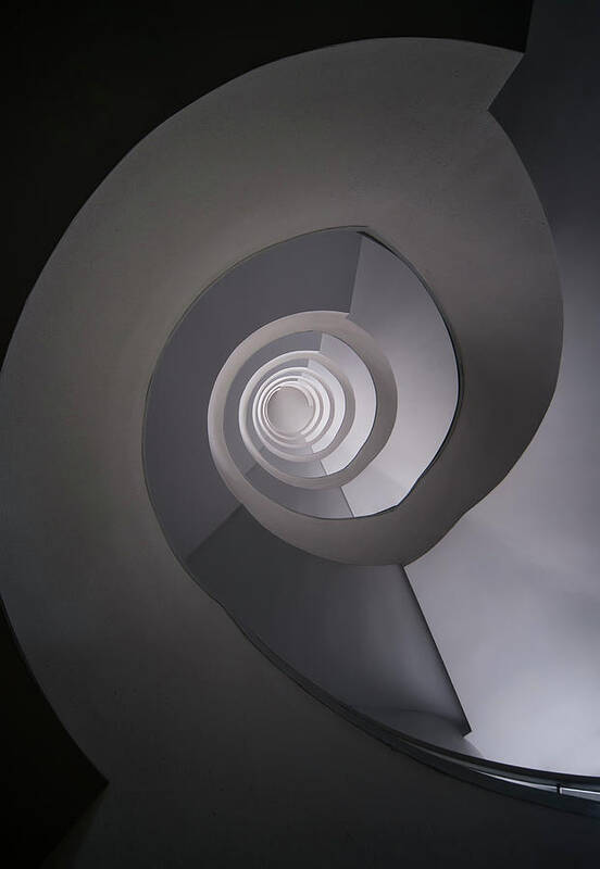 Spiral Staircase Art Print featuring the photograph Concrete abstract spiral staircase by Jaroslaw Blaminsky