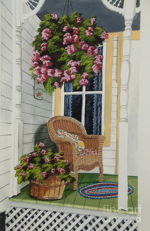 Country Porch Art Print featuring the painting Country Porch by Charlotte Blanchard