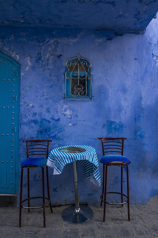 Morocco Art Print featuring the photograph Cozy Table in Chefchaouen by Lindley Johnson