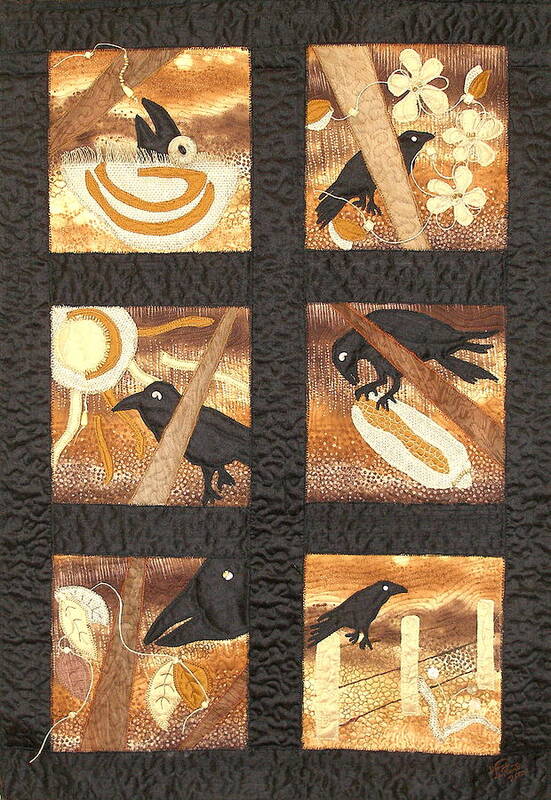 Fiber-art Art Print featuring the mixed media Crow's Day by Diane DiMaria