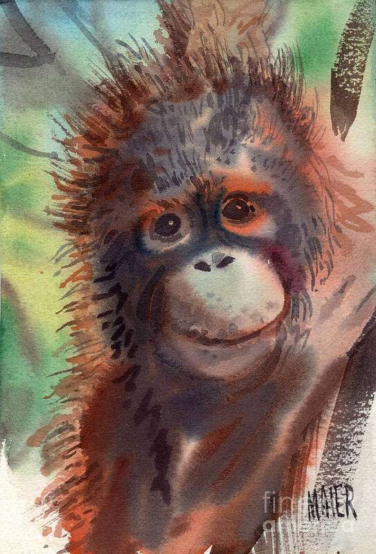 Orangutans Art Print featuring the painting My Precious by Donald Maier