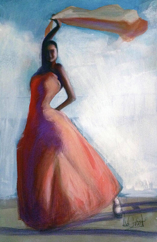 Dancer Art Print featuring the painting Dancer in Orange by Gregory DeGroat