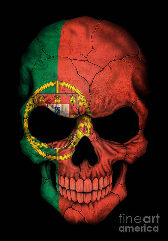 Dark Portuguese Flag Skull Art Print by Jeff Bartels - Fine Art America