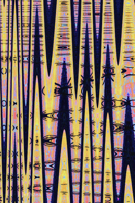 Dark Saguaro Abstract Art Print featuring the digital art Dark Saguaro Abstract by Tom Janca