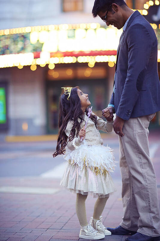 Adult Art Print featuring the photograph Daughter Smiling At Her Father On Urban by Gillham Studios