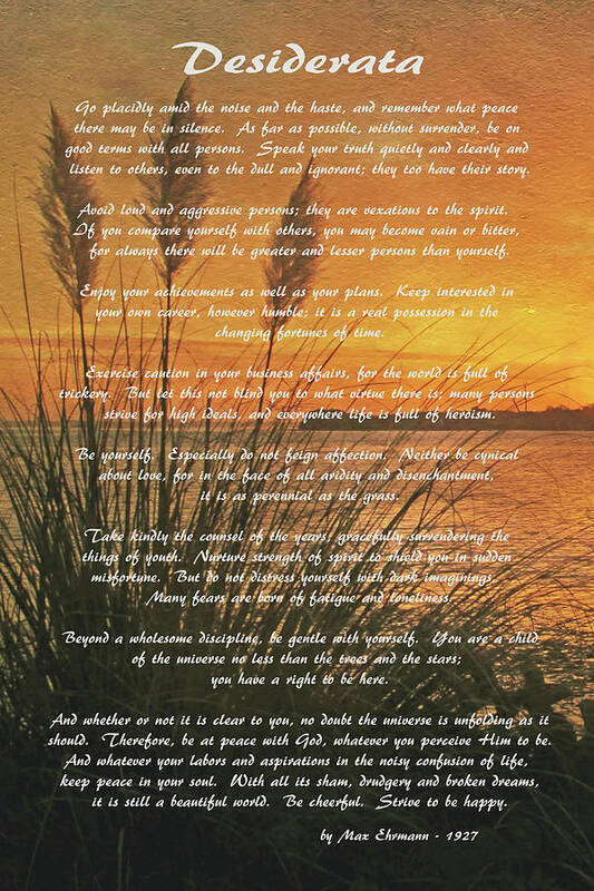 Desiderata Art Print featuring the photograph Desiderata - Go Placidly by HH Photography of Florida