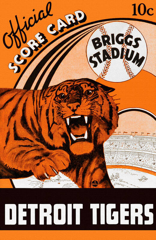 1950 Vintage Detroit Tigers Scorebook Cover - Digital Reproduction - Print  or Matted or Framed