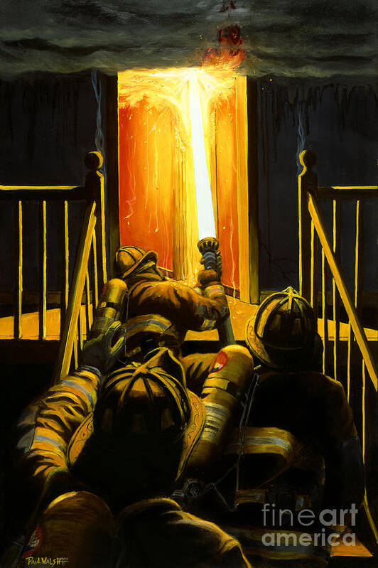Firefighting Art Print featuring the painting Devil's Stairway by Paul Walsh