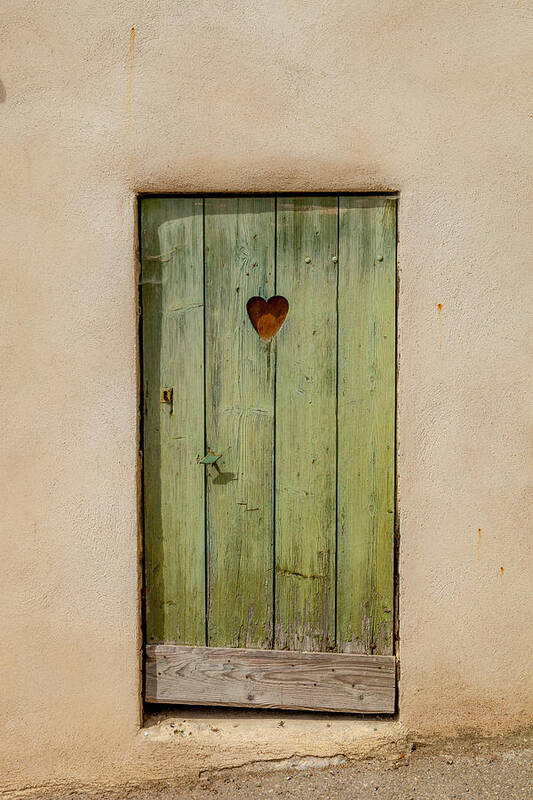 Aged Art Print featuring the photograph Door with Heart in Ancy by W Chris Fooshee