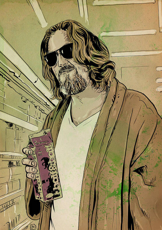 Jeff Bridges Art Print featuring the drawing Dude Lebowski by Giuseppe Cristiano