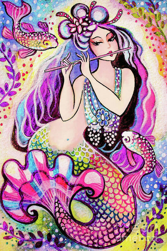 Sea Goddess Art Print featuring the painting East Sea Mermaid by Eva Campbell