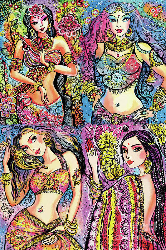 Bollywood Dancer Art Print featuring the painting Eastern Flower by Eva Campbell