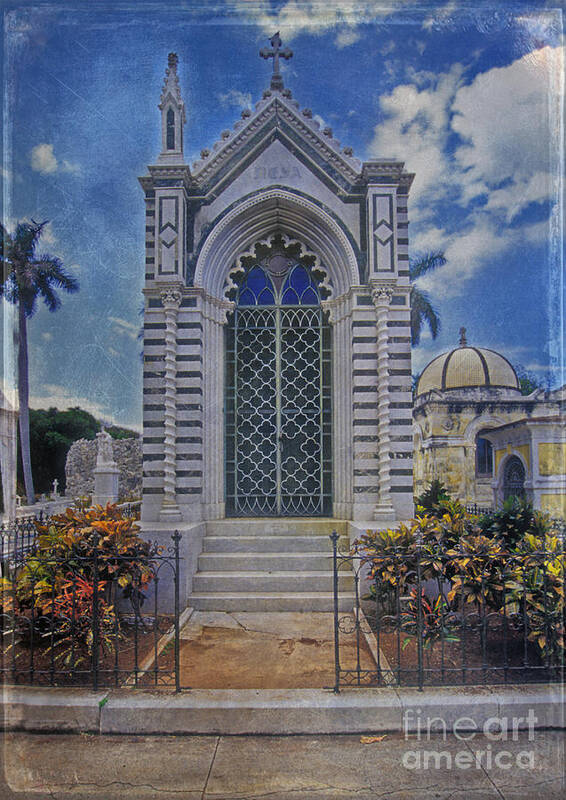 Elaborate Art Print featuring the photograph Elaborate Mausoleum Colon Cemetery Havana Cuba Espada Cemetery by David Zanzinger