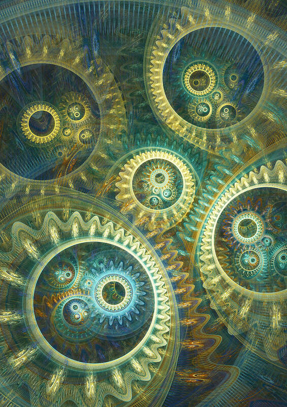 Fractal Art Print featuring the digital art Elegant Clockwork by Martin Capek