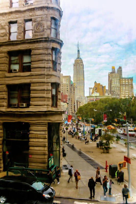 Flatiron District Art Print featuring the photograph Empire State Building - Crackled View by Madeline Ellis