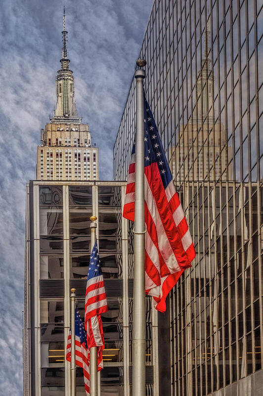 Empire State Building Art Print featuring the photograph Empire State NYC Reflections by Susan Candelario