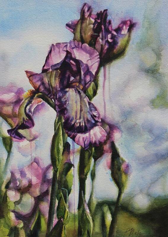Watercolor Art Print featuring the painting Enchanted Iris Garden by Tracy Male