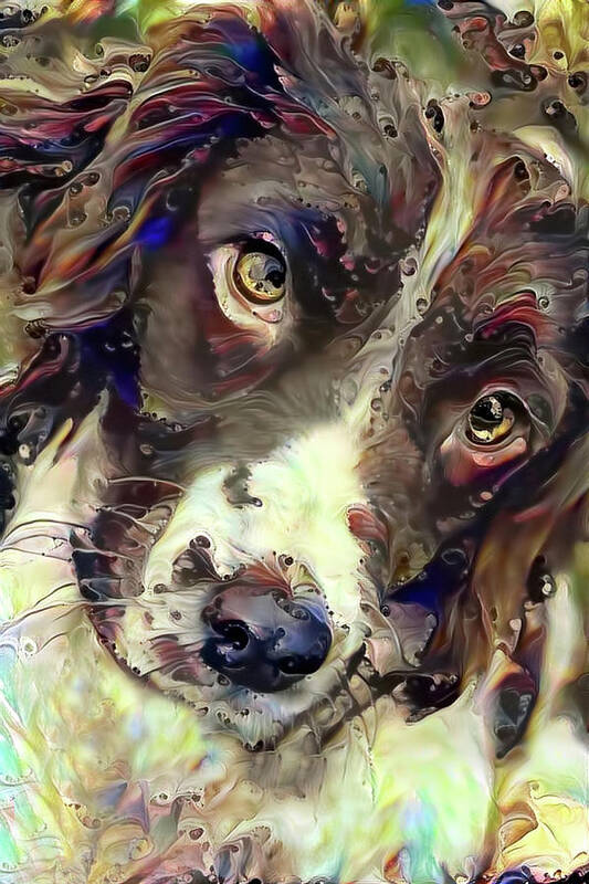 English Springer Spaniel Art Print featuring the mixed media English Springer Spaniel Soulful Stare by Peggy Collins
