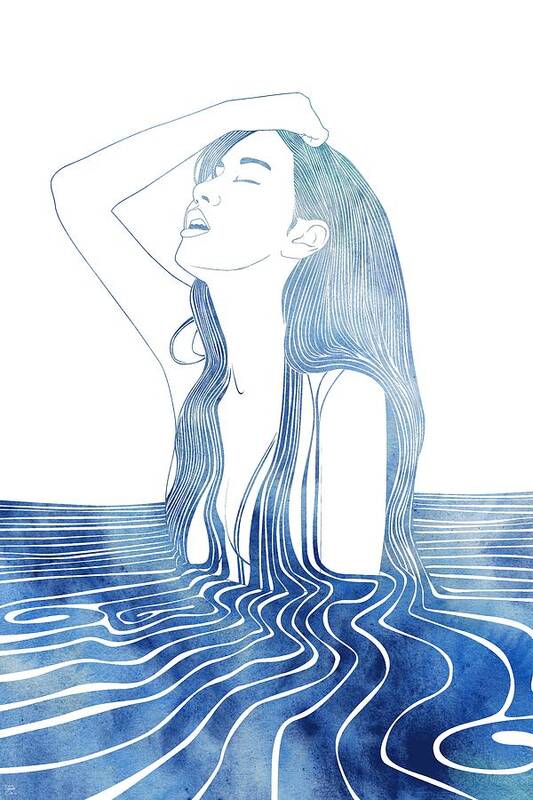 Aqua Art Print featuring the mixed media Erato by Stevyn Llewellyn