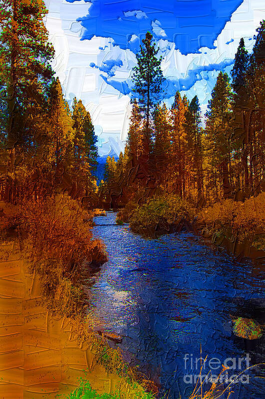 Diane Berry Art Print featuring the painting Evening Hatch on the Metolius Painting by Diane E Berry