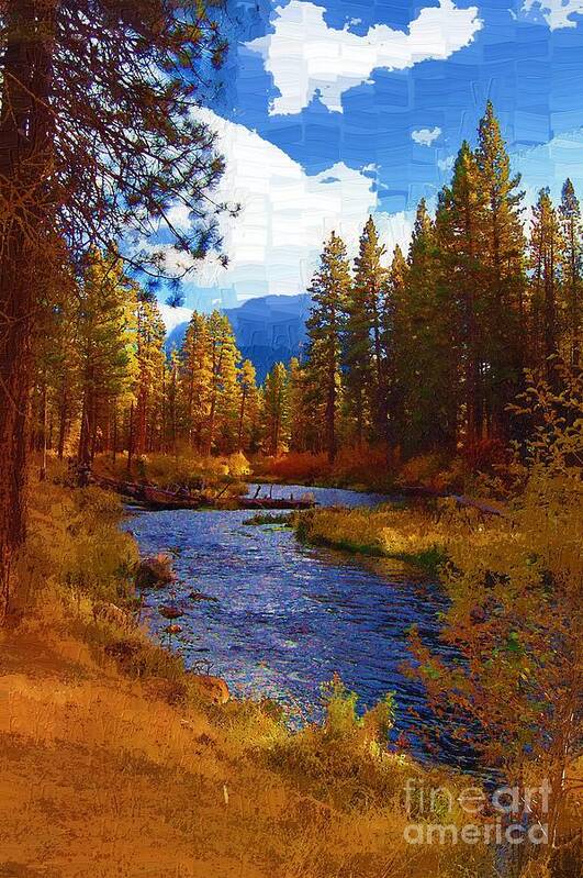 Berry Art Print featuring the painting Evening Hatch on the Metolius River Painting 2 by Diane E Berry