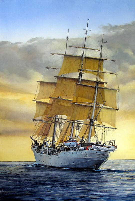 Sailing Ship Art Print featuring the painting Eventide by Tim Johnson