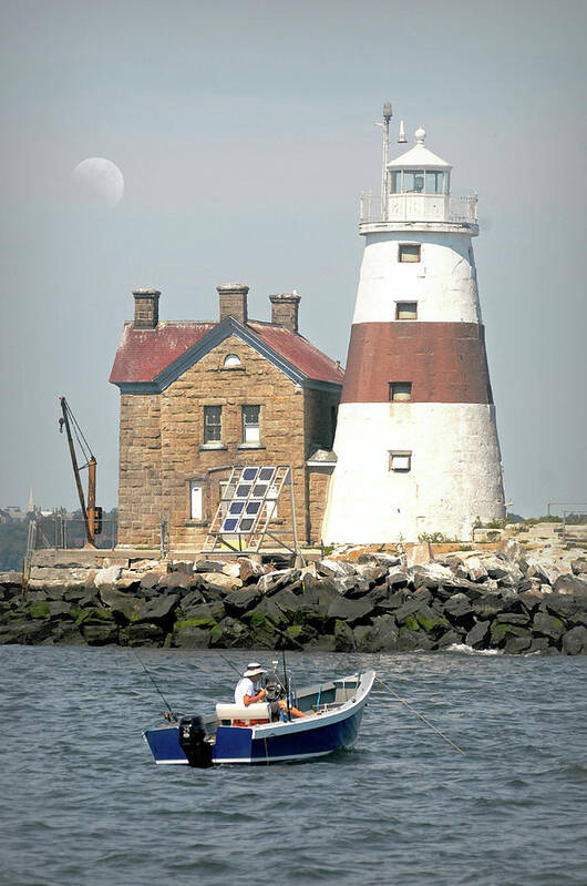 Execution Rocks Lighthouse Circa 1849; New Rochelle New York Art Print featuring the photograph Execution Rocks Lighthouse by Diana Angstadt