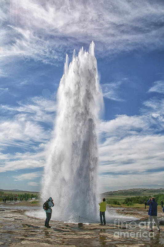 Strokkur Art Print featuring the photograph Exploding geyser in Iceland by Patricia Hofmeester